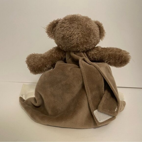 Bunnies By The Bay Brown Teddy Lovey Baby Plush Satin Trim Paci Holder Toy Bear - Picture 3 of 6